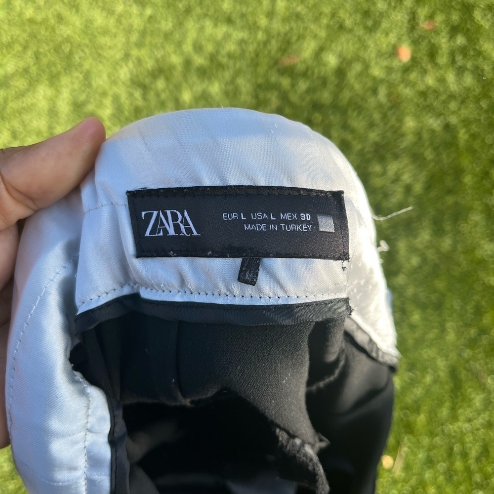 Women’s black pants w white satin waistband by Zara size large - Picture 4 of 4